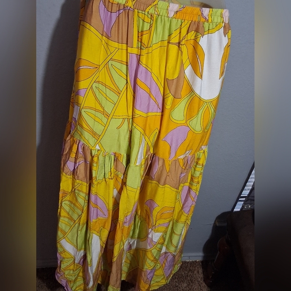 Rachel Zoe Yellow Brown Wrap Midi Skirt Casual - Picture 4 of 7